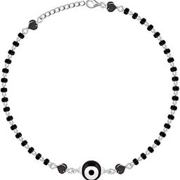 925 Silver Black Evil Eye Anklet,Single | Gifts for Women and Girls | With Certificate of Authenticity and 925 Stamp | 6 Months Warranty-15
