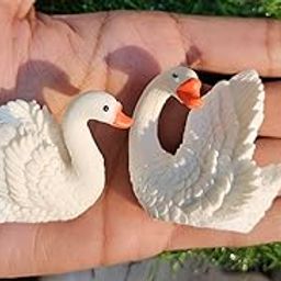 ARUNA DECOR Decorative White Swan Miniature Figurines Miniature Garden Decor Fairy Garden Set of 2 (White Swan)-image-25