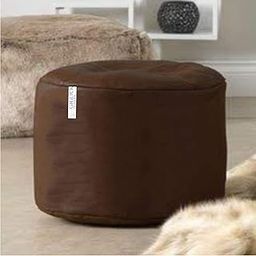 GIGLICK The Lotus Store Faux Leather Bean Bag with Beans Filled Ready to Use Round Footstool, Footrest, Pouffe, Brown Large 24cm x 44cm for Livingroom and Bedroom-image-27