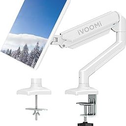 iVOOMi Power Arm White Monitor Stand for Desk with VESA Mount, Gas Spring and Adjustable Monitor arm with Grommet Mounting Base for 15-34'' 2-12 kgs Sceens VESA Compliant Upto 100 x 100mm-17