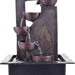 ANAVADYA Brown Polyresin Designer Table Top 4 Tier Waterfall Fountain Indoor Home Decor with Multicolour Lights and Water Flow Control Pump (Size: 40 x 29.5 x 22 CM)-image-89