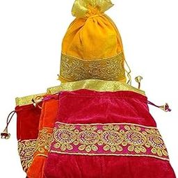Ruwaza Art Creations Velvet Lace Potli Batwa Bag Bridal Purse Women handbag Shagun Pouch Return Gifts | Set Of-image-82