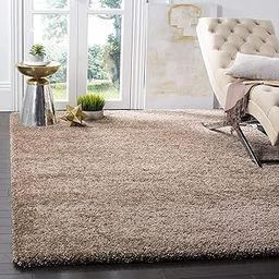 Carpetify Shaggy Carpet Plain Fur Rectangular Rugs for Bedroom Living Room 4X6 Feet Microfiber 2 Inch Pile Height Modern Interior Mats Beige Color-image-110