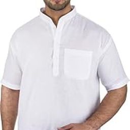 DESHBANDHU DBK Men's Cotton Short Kurta Without Pant | Mandarin Neck Half Sleeve Casual Kurta | Traditional Ethnic Regular Kurta | Solid Plain Kurta for Men's-image-101