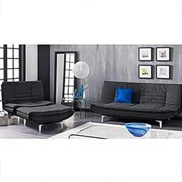 FURNY - Edo 5 Seater Fabric Sofa Cum Bed Set with Extra Single Seat & Ottoman in Grey Color-image-42