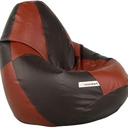 beanskart® 3XL Bean Bag Filled with Beans, XXXL Bean Bag with Beans (Brown and Tan Checks) (Faux Leather)-picture-24
