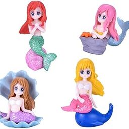 VRB DecTM 4Pcs Miniature Decor Items/Miniature/Miniature Toys for Garden,Toys for Garden/Miniature Garden Accessories for Home Decor,Figurines, Cake Decoration Items (Mermaid with Shell Design 4 Pcs)-image-93