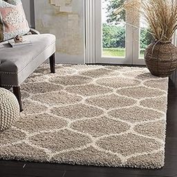 INDIAN RUGS Super Soft Microfiber Fluffy and Plush Modern Carpets 5 X 7 FEET for Living Room with 2 inch Thickness (BeigeIvory)-image-3