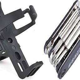Adjustable clamp Cycle cage with 15 in 1 Multi-Function Bicycle Tools Sets Cycling Cycle Repair Tool KIT (All Black)-5