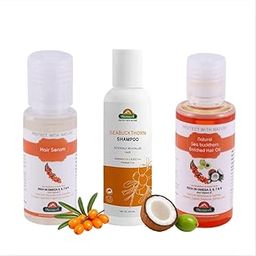 Biosash Sea Buckthorn Hair Care Combo – Hair Oil 100ml, Shampoo 200ml & Serum 50ml | Ayurvedic Kit with Omega 3 6 7 9 & Vitamin E | Sulphate Free SLES Free Paraben Free Hair Fall Control & Frizz Repair-image-10