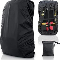 OMKRUSH Backpack Rain Cover, Waterproof Bag Protector with Adjustable Elastic Design, Black, for Travel, Hiking, Camping, School-28