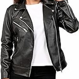 Women's Faux Leather Standard Length Solid color Jacket for winters-image-32