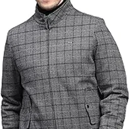 monte carlo Men's Cotton Standard Length Checked Mock Neck Full Sleeve Coat (223061896)-picture-29