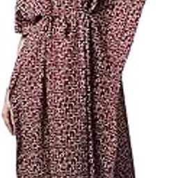 Women's Cotton Printed Maroon Kaftan Maxi Nighty, Free Size-picture-4