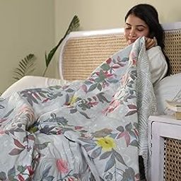 SWIKON STAR Double Bed Cotton Dohar Blankets for Monsoon | 225x 240CM, 150GSM Ac Dohar Blankets for Winter| Floral Pattern Quilt Duvet/Dohar/Comforter/Quilt | All-Season Blanket-image-100