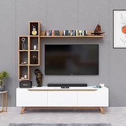Spyder Home Decore Craft Matte Finish TV Entertainment Unit, Tv Stand with Wall Shelf Book Storage | Decore Living Room Engineered Wood TV Entertainment Books Storage & Decor Display Unit, 74x25x25 Cm-image-63