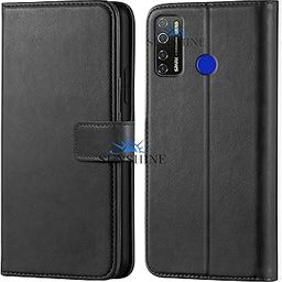 Leather Vintage Shock Proof Flip Case Back Cover for Tecno Spark 5 Sport (Flexible | Leather Finish | Card Pockets Wallet & Stand | Black)-image-77