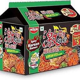 Nissin Geki Hot & Spicy Korean Ramen Instant Noodles Veg (5 in 1 pack), 400 gm | Spicy Korean Noodles with Rich Veg Flavor | Instant Meal-image-98