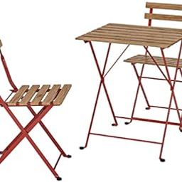 MARIAS KOMMERCE Outdoor Table and 2 Chairs-TARNO, Outdoor, red/Light Brown Stained-20