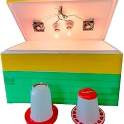 Plastic - 100 Egg Electric Semi Automatic Egg Incubator With 1.5 Kg Feeder And 1.5 Liters Drinker Total 2 Pcs, Multi colour-22