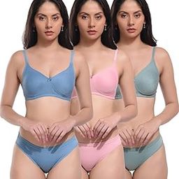 Women's Cotton Lingerie Set with Full Coverage Bra and Hipster Panty, Non-Padded 1 Pair Lingerie Set-image-15