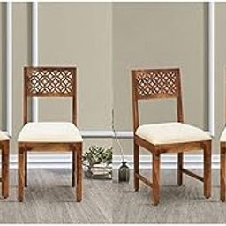 NISHANT HANDICRAFT Solid Wood Dining Chair Only | Dinning Chairs for Dining Room | Sheesham Wood, Set of 2 Pieces, Teak Finish (Pack of 4)-image-126