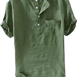Men's Half Sleeve Pocket Cotton Short Kurta Superfine Solid Collar Kurta-image-65