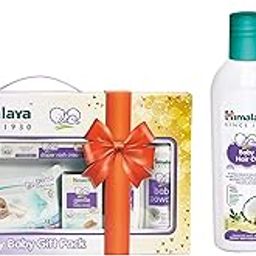 Himalaya Baby Gift Pack Series,Pack of 1 Set,White & Himalaya Baby Hair Oil 200 ml(1 Count)-image-90