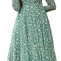 Women's Floral Print Georgette V-Neck 3/4 Sleeve Midi Ethinic Wear Fit & Flare Western Dress (H_H_A_257143)-26