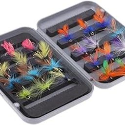 ATORSE® 24Pcs Fly Box + Mixed Fishing Flies Dry Nymph Buzzer Fly Fishing Lures with Artificial Feather-image-8