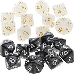 HEAVENGLOW 20Piece Ten Sided Dice D10 Dies for D&D RPG Party Game Toy White & Black | Accessories | Role Playing Games | Games-image-64
