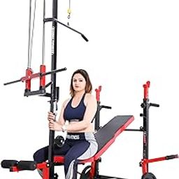 Gamma Fitness 20 in 1 Multi Adjustable Bench Press With Lats Pull Down, Rowing & Bicep - Tricep | Heavy Gauge | Double Support | Powder Coated | For Home Gym Setup | Exercise Bench Press GF-20-picture-0