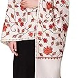 Women's Woolen Kashmiri Emboridered Shawl (BZST5552, White, Free Size)-picture-22