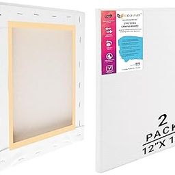 Eduway® 12x18 inches Pre Stretched Medium Grain 7Oz Primed Cotton Painting Canvas with Wooden Frame for Beginners & Artist | Suitable with Acrylic, Oil, Water Colours- (Set of 2)-16