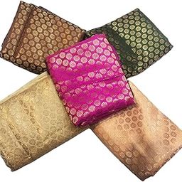 Combo of 5 Multicolor Women's Unstitched Broket Silk Blouse Material - 1 Meter Each, Self Floral Design, Ideal for Women's Blouse and Return Gifts (Multicolour 4)-image-73