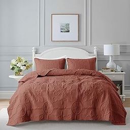 B2EVER Damask Quilt Twin Size Bedding Sets with Pillow Sham, Boho Lightweight Soft Bedspread Coverlet, Burnt Orange Quilted Blanket Bed Cover for All Season Spring Summer, 2 Pieces, 68x90 inches-image-56