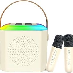 WRENS 5W Mini Bluetooth Speaker with 2 Wireless Karaoke Mic, 4Hrs Playtime, RGB Lights, Voice Effects, Multi-Play Modes BT5.3/TF Card, USB & Type-C Charging Port (Multicolor)-image-98
