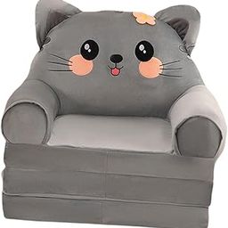 ARTISOUL® Kids Foldable Sofa Cute Comfortable Armchair for Nursery Living Room Bedroom Gray | Kids & Teens at Home | Furniture | Sofas & Armchairs-image-11
