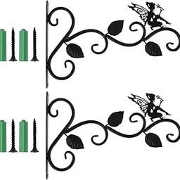 MYADDICTION 2X Wall Mounted Hanging Basket Plant Hanger w/Hooks 3 Leaf Quiet Fairy-image-25