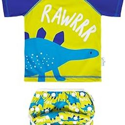Baby Swimsuits with Swim Diaper 2-Piece for Infant Toddler Boy Girl, Bathing Suit with Top Set for Swimming Lessons-image-3