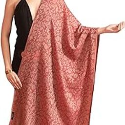 Womens Extra Fine Wool Stole, Floral Design, Maroon-image-5