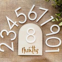 Haoser Wooden Monthly Milestone Discs - Baby Photos & Shower Gift - 0-12 Numbers, 2 Boards-image-86