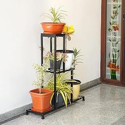 Livzing 3 Tier Metal Planter Stand–Multiple Pot Stand for Indoor Outdoor–Display Rack–Multipurpose Flower Pot Rack-Step Plant Stand–Gamla Stand for Balcony Garden Living room Decor–Black-image-31