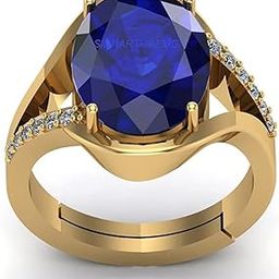 Unheated Untreatet 18.00 Carat AAA+ Quality Natural Blue Sapphire Neelam Gold Plated Adjustable Gemstone Ring for Women's and Men's (Lab - Certified)-image-34