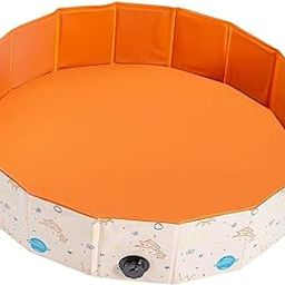 LOOM TREE Foldable Dog Pool Bath Tub Kiddie Pool Pet Puppy Bathing Tub Pet Wading Pool 120cmx30cm Orange | Dishes, Feeders & Fountains | Dog Supplies-12