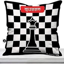 Jhingalala Queen Printed Cushion Cover with Filler Gift Pack | Chess Cushions, Printed Cushion Cover, Chess Design Cushion Cover, Cushion Cover 12x12, Cushions Covers for Sofa-image-82