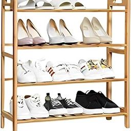 KRISHYAM® 4-Tier Free Standing Shoe Racks, Stackable Bamboo Wood Shoe Rack Durable Shoe Shelf Holder, Functional Sturdy Shoe Organizer (Brown, 4 Shelves Bamboo)-picture-17
