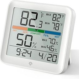 Real Instruments Digital Hygrometer Thermometer HT-54 Temperature & Humidity Monitoring Weather Station Room Climate Indicator With Calibration Touchable Night Light Comfort Display MAX/MIN Data Sets-48