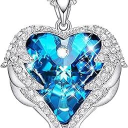 Spelnsa Guardian Angel Wing Austrian Crystal Pendant Necklace and Earrings for Women and Girls-image-97