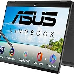 ASUS Vivobook 14 Flip,Intel Core Ultra 5 (Series 2),Copilot+ AI PC(Intel Arc iGPU/40TOPS/16GB/512GB/FHD+ Touch screen/14/Windows 11/M365 Basic (1Year)*/Office Home 2024/Gray/1.57 kg) TP3407SA-QL024WS-63